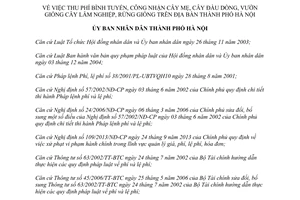 Quyết định 55/2014/QĐ-UBND thu phí bình tuyển cây mẹ cây đầu dòng vườn giống rừng giống Hà Nội