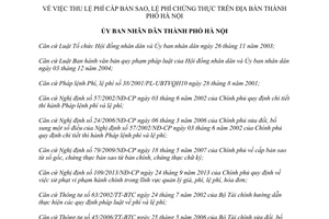 Quyết định 68/2014/QĐ-UBND thu lệ phí cấp bản sao lệ phí chứng thực Hà Nội