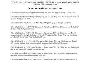 Quyết định 64/2014/QĐ-UBND thu phí bảo vệ môi trường khai thác khoáng sản Hà Nội