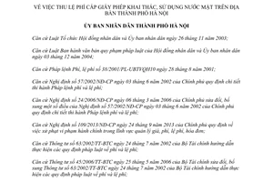 Quyết định 59/2014/QĐ-UBND thu lệ phí cấp giấy phép khai thác sử dụng nước mặt Hà Nội