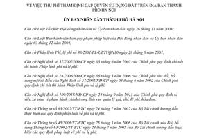 Quyết định 47/2014/QĐ-UBND thu phí thẩm định cấp quyền sử dụng đất Hà Nội