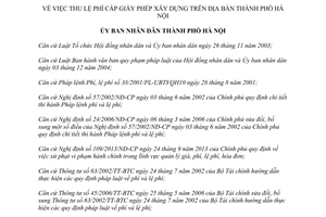 Quyết định 38/2014/QĐ-UBND thu lệ phí cấp giấy phép xây dựng Hà Nội