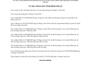 Quyết định 2740/QĐ-UBND 2014 bổ sung Bộ đơn giá xây dựng công trình Bình Thuận