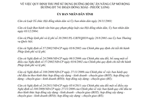 Quyết định 15/2014/QĐ-UBND thu phí sử dụng đường bộ dự án nâng cấp mở rộng đường ĐT 741 Bình Phước