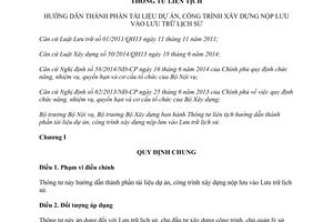 Thông tư liên tịch 01/2014/TTLT-BNV-BXD thành phần tài liệu công trình xây dựng nộp lưu vào Lưu trữ lịch sử