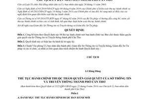 Quyết định 2322/QĐ-UBND 2014 công bố thủ tục hành chính thuộc Sở Thông tin Truyền thông Cần Thơ