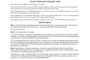 Quyết định 368/2014/QĐ-UBND chế độ thù lao người trông coi bảo vệ di tích lịch sử cách mạng Bắc Ninh
