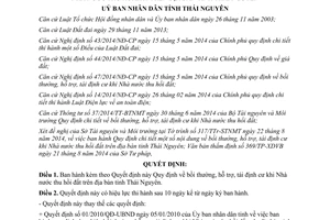 Quyết định 31/2014/QĐ-UBND bồi thường hỗ trợ tái định cư Nhà nước thu hồi đất Thái Nguyên