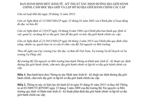 Thông tư 49/2014/TT-BTNMT Định mức kinh tế kỹ thuật đường cắm mốc địa giới hành chính lập hồ sơ