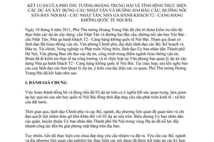 Thông báo 339/TB-VPCP 2014 kết luận Phó Thủ tướng các dự án cầu Nhật Tân sân bay Nội Bài