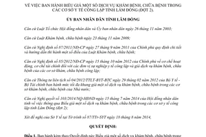 Quyết định 33/2014/QĐ-UBND Biểu giá dịch vụ khám chữa bệnh trong cơ sở y tế công lập Lâm Đồng đợt 2