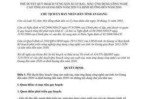 Quyết định 1349/QĐ-UBND 2014 Quy hoạch vùng sản xuất rau màu ứng dụng công nghệ cao An Giang 2020 2030