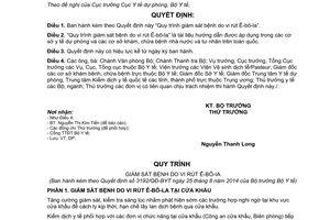 Quyết định 3192/QĐ-BYT 2014 Quy trình giám sát bệnh do vi rút Ê-bô-la