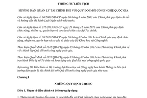 Thông tư liên tịch 120/2014/TTLT-BTC-BKHCN hướng dẫn quản lý tài chính Quỹ đổi mới công nghệ quốc gia