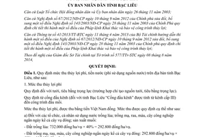 Quyết định 17/2014/QĐ-UBND mức thu thủy lợi phí tiền nước Bạc Liêu