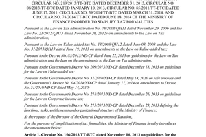 Circular No. 119/2014/TT-BTC amendments to Circular in order to simplify tax formalities