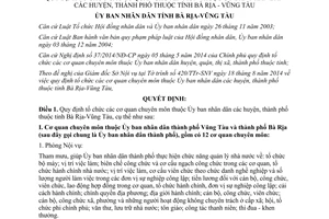 Quyết định 41/2014/QĐ-UBND tổ chức cơ quan chuyên môn thuộc Ủy ban huyện thành phố Bà Rịa-Vũng Tàu