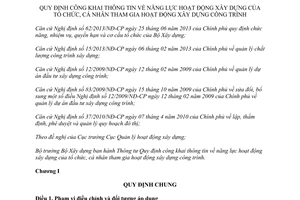 Thông tư 11/2014/TT-BXD công khai năng lực hoạt động xây dựng của tổ chức cá nhân