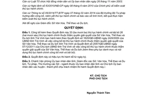 Quyết định 1380/QĐ-UBND 2014 thủ tục hành chính thuộc Sở Văn hóa Thể thao Du lịch Trà Vinh