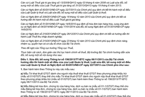 Thông tư 119/2014/TT-BTC sửa đổi các thông tư để cải cách đơn giản thủ tục hành chính về thuế