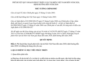 Quyết định 1517/QĐ-TTg 2014 Quy hoạch phát triển vận tải biển Việt Nam 2020 định hướng 2030