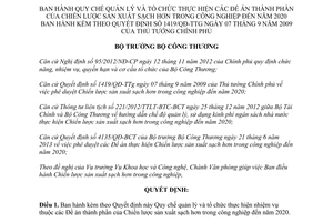 Quyết định 7619/QĐ-BCT Đề án thành phần Chiến lược sản xuất công nghiệp sạch hơn kèm 1419/QĐ-TTg