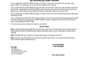Quyết định 7612/QĐ-BCT 2014 thủ tục hành chính mới sửa đổi, thay thế bãi bỏ bán hàng đa cấp