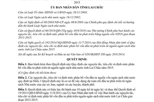 Quyết định 26/2014/QĐ-UBND nguyên tắc định mức phân bổ ngân sách nhà nước Lai Châu năm 2015