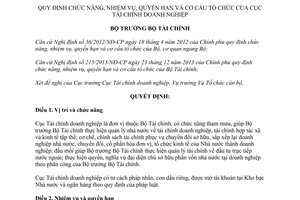Quyết định 2123/QĐ-BTC 2014 chức năng nhiệm vụ quyền hạn cơ cấu Cục Tài chính doanh nghiệp