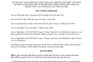 Quyết định 1518/QĐ-TTg 2014 rút ngắn thời gian ký kết điều ước quốc tế hỗ trợ phát triển