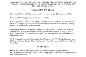 Quyết định 04/2014/QĐ-UBND Quy chế phối hợp thực hiện Nghị định 56/2012/NĐ-CP Quận 6 Hồ Chí Minh