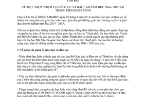 Chỉ thị 21/2014/CT-UBND thực hiện nhiệm vụ giáo dục đào tạo năm học 2014 2015 Hồ Chí Minh