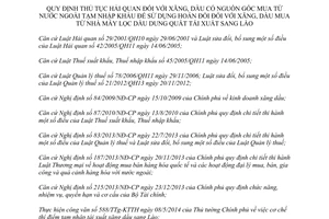 Thông tư 124/2014/TT-BTC thủ tục hải quan tạm nhập để hoán đổi xăng dầu Dung Quất tái xuất sang Lào