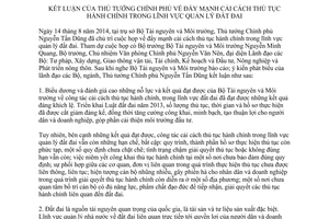 Thông báo 347/TB-VPCP 2014 kết luận Thủ tướng cải cách thủ tục hành chính quản lý đất đai