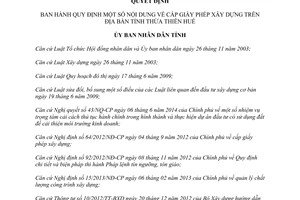 Quyết định 57/2014/QĐ-UBND Quy định cấp giấy phép xây dựng Thừa Thiên Huế