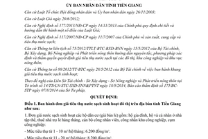 Quyết định 28/2014/QĐ-UBND đơn giá tiêu thụ nước sạch sinh hoạt đô thị trên địa bàn tỉnh Tiền Giang