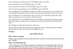 Thông tư 123/2014/TT-BTC hướng dẫn vận hành khai thác Hệ thống thông tin quản lý Ngân sách Kho bạc TABMIS