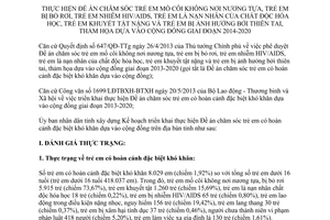 Kế hoạch 127/KH-UBND 2014 chăm sóc trẻ em mồ côi HIV/AIDS chất độc hóa học 2014 2020 Đồng Tháp