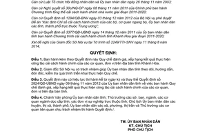 Quyết định 2244/QĐ-UBND năm 2014 Quy chế đánh giá công tác cải cách hành chính cơ quan tỉnh Khánh Hòa