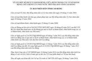 Quyết định 25/2014/QĐ-UBND giá dịch vụ khám chữa bệnh trong cơ sở Nhà nước Cao Bằng