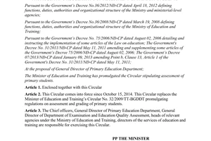 Circular No. 30/2014/TT-BGDĐT promulgating regulations on assessment of primary students