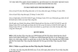 Quyết định 4488/QĐ-UBND năm 2014 đổi tên kiện toàn tổ chức Ban Tiếp công dân Hà Nội