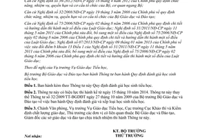 Thông tư 30/2014/TT-BGDĐT đánh giá học sinh tiểu học