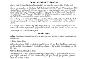 Quyết định 36/2014/QĐ-UBND mức chi thực hiện hoạt động kiểm soát thủ tục hành chính Hà Nam