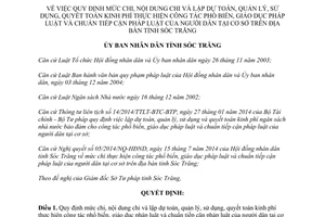 Quyết định 14/2014/QĐ-UBND mức chi lập dự toán công tác phổ biến giáo dục pháp luật Sóc Trăng