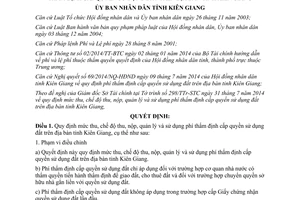Quyết định 28/2014/QĐ-UBND phí thẩm định cấp quyền sử dụng đất Kiên Giang