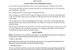 Quyết định 25/2014/QĐ-UBND phí thẩm định báo cáo đánh giá tác động môi trường Kiên Giang