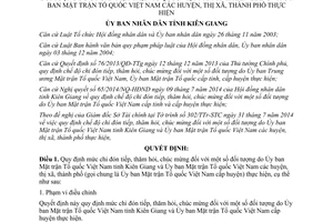 Quyết định 26/2014/QĐ-UBND chi đón tiếp thăm hỏi chúc mừng một số đối tượng Kiên Giang