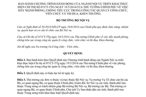 Quyết định 922/QĐ-BNV 2014 thực hiện 07/CT-TTg phòng chống tiêu cực công viên chức thi đua khen thưởng