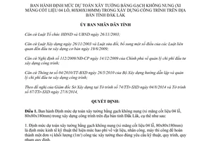 Quyết định 30/2014/QĐ-UBND Định mức dự toán xây tường bằng gạch không nung Đắk Lắk